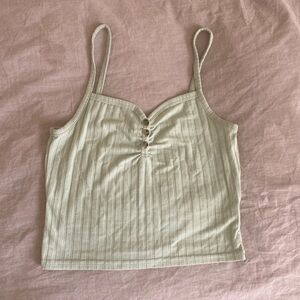 Topshop Green Button Tank